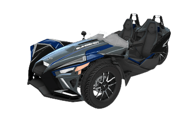 Stealth blue Polaris slingshot for rent