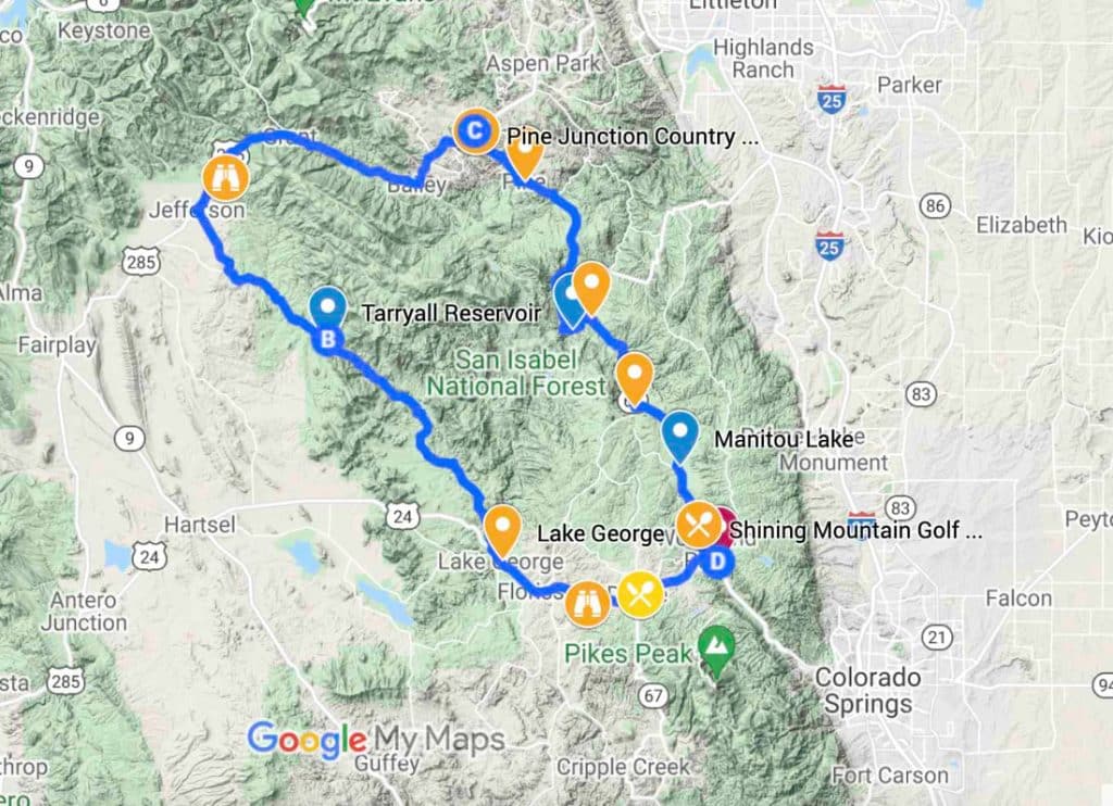 map of Tarryall Reservoir