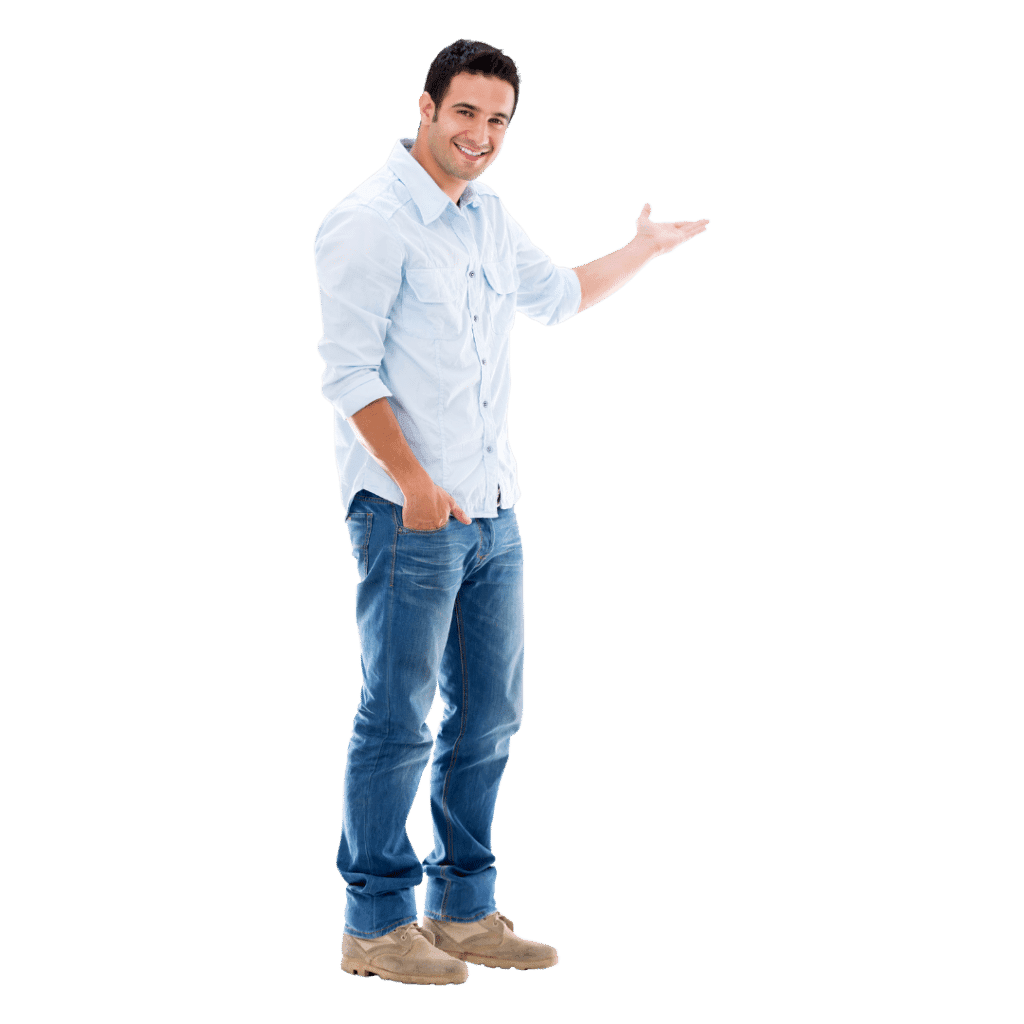 Young man wearing long pants, closed toe shoes, and long sleeve shirt