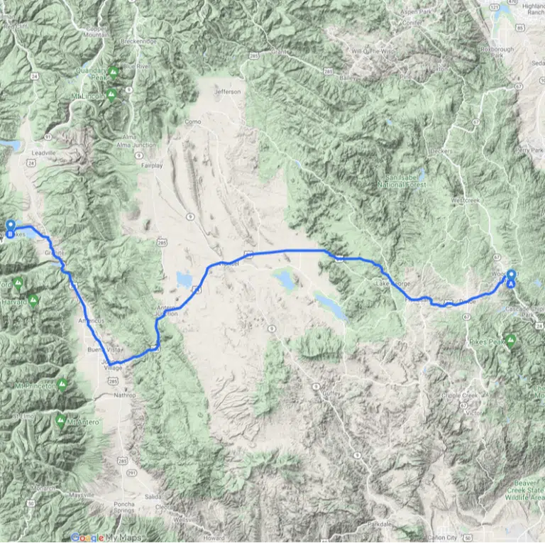 Independence Pass map - Colorado Scenic Routes