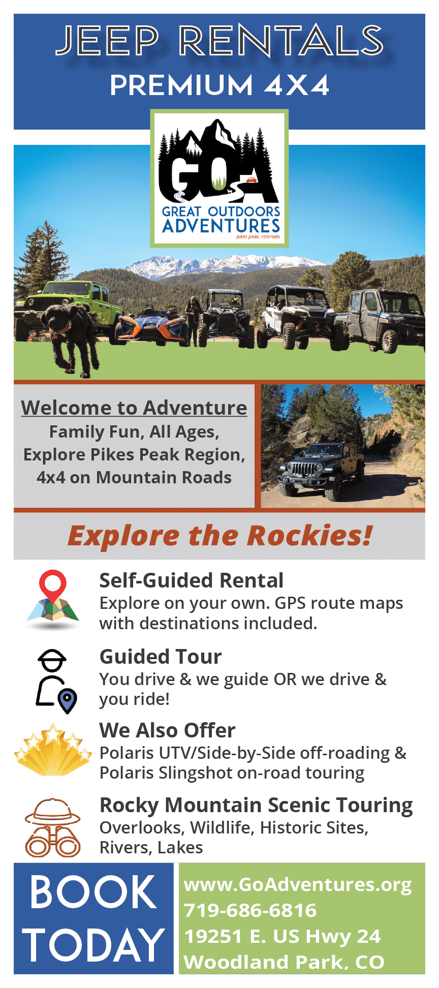 Rack Cards - Great Outdoors Adventures | On & Off Road Tours and Adventures